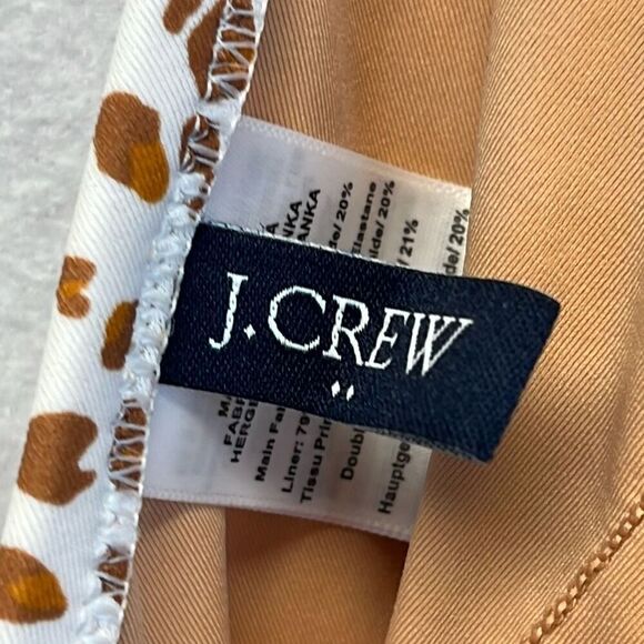 J. CREW One Piece Swimsuit XXL Brown White Animal Print Ruched One Shoulder - Picture 6 of 13